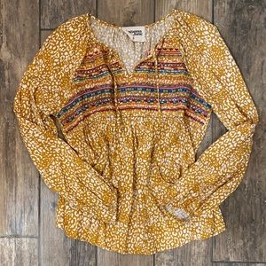 SAVANNAH JANE BOHO PEASANT BLOUSE MUSTARD SIZE L